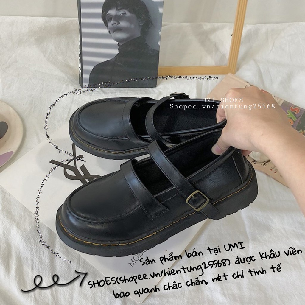 ulzzang [CÓ SẴN] Giày oxford nữ LOLITA RETRO đơn giản 2 màu đen/nâu mũi tròn khâu viền chắc chắn bền đẹp mới quai cài đế | BigBuy360 - bigbuy360.vn