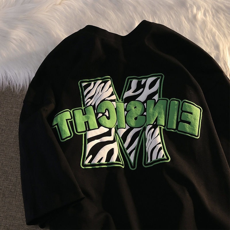 Áo Thun Ngắn Tay Dáng Rộng In Chữ Cá Tính