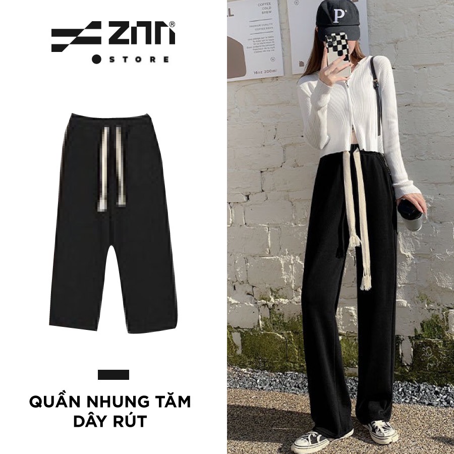 Quần Ống Rộng Nhung Tăm Dây Rút Bản To Zinti Store QD30