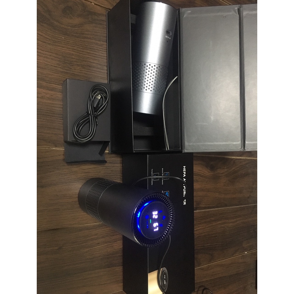 Máy Lọc Không Khí, Khử Mùi ôtô,Tạo ion âm HEPA Chíp Led Philips, Cảm biến Thông Minh . Bh 12 tháng