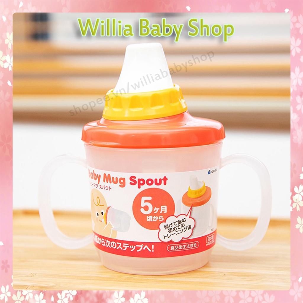 Bình Tập Uống Nước Cho Bé Inomata Willia Baby Shop, CHỐNG SẶC Có Tay Cầm Chịu Nhiệt, Bình Uống Nước Cho Bé 230Ml