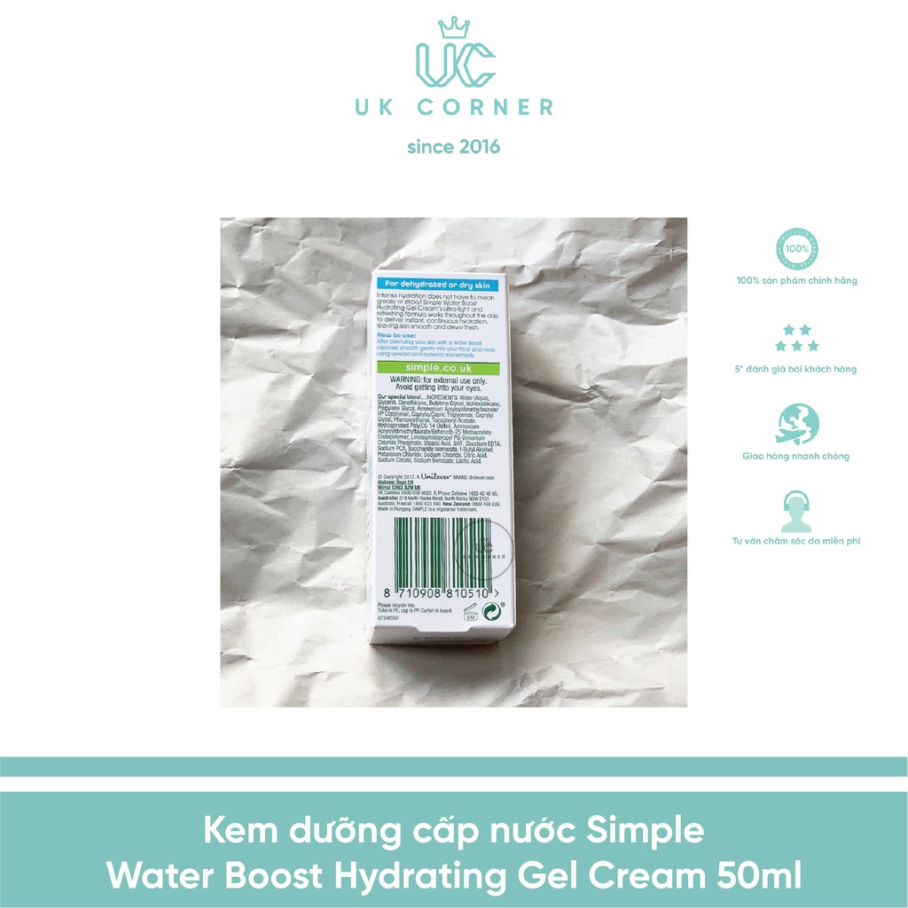 Kem dưỡng cấp nước Simple Water Boost Hydrating Gel Cream 50ml