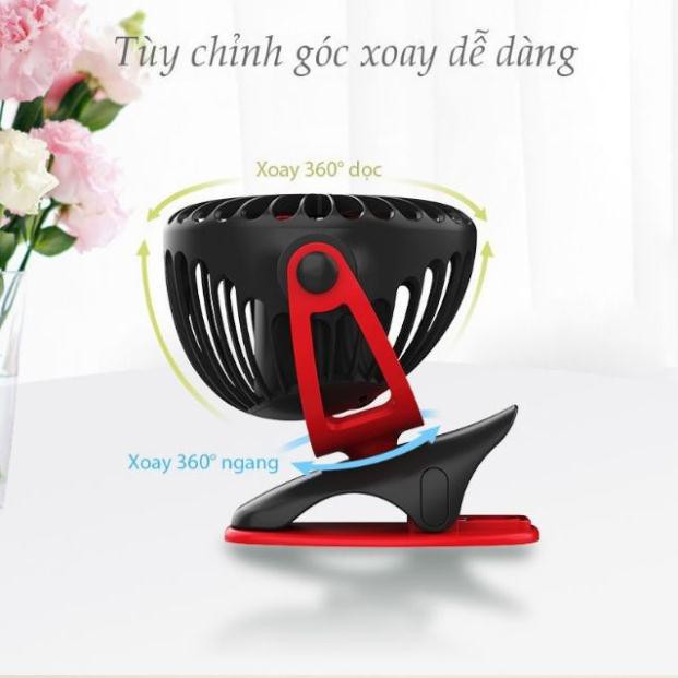 [ Dùng liên tục 32 tiếng ] quạt sạc tích điện yoobao kẹp xoay 360 độ F04 6400mah