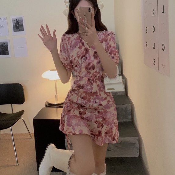 Đầm voan hoa váy ngắn gợi cảm