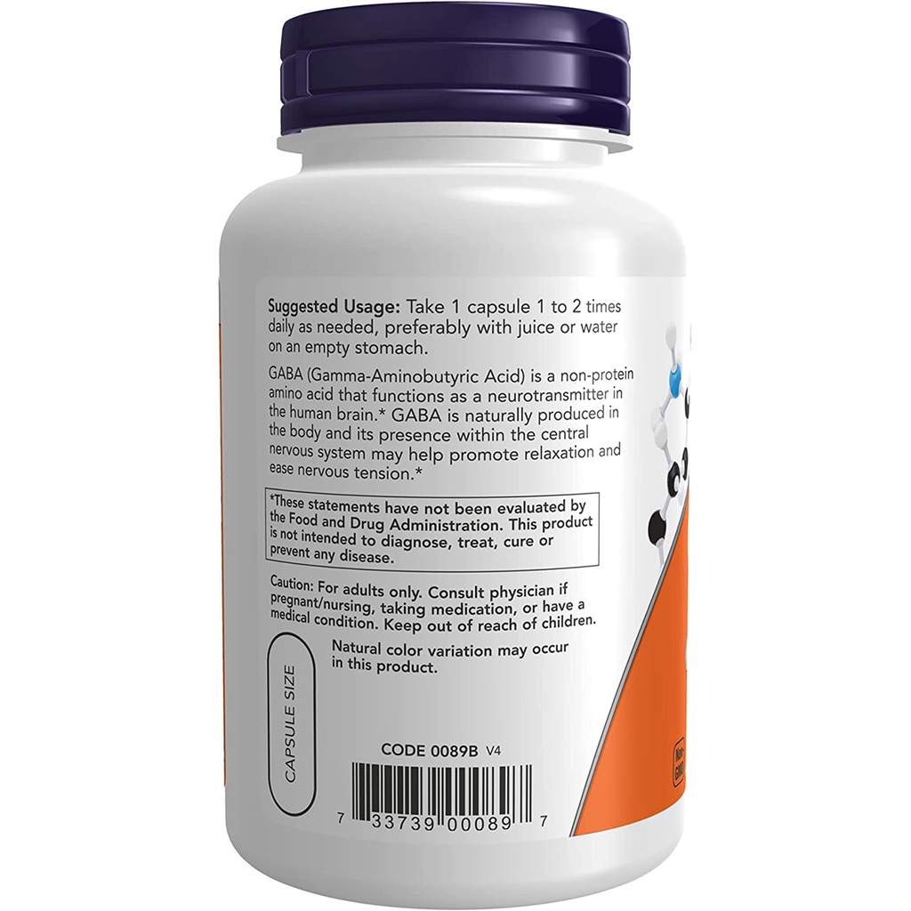 Now GaBa 500mg 100 Viên - Giúp Hỗ Trợ Bổ Não, Giảm Stress, Giảm Căng Thẳng Thần Kinh
