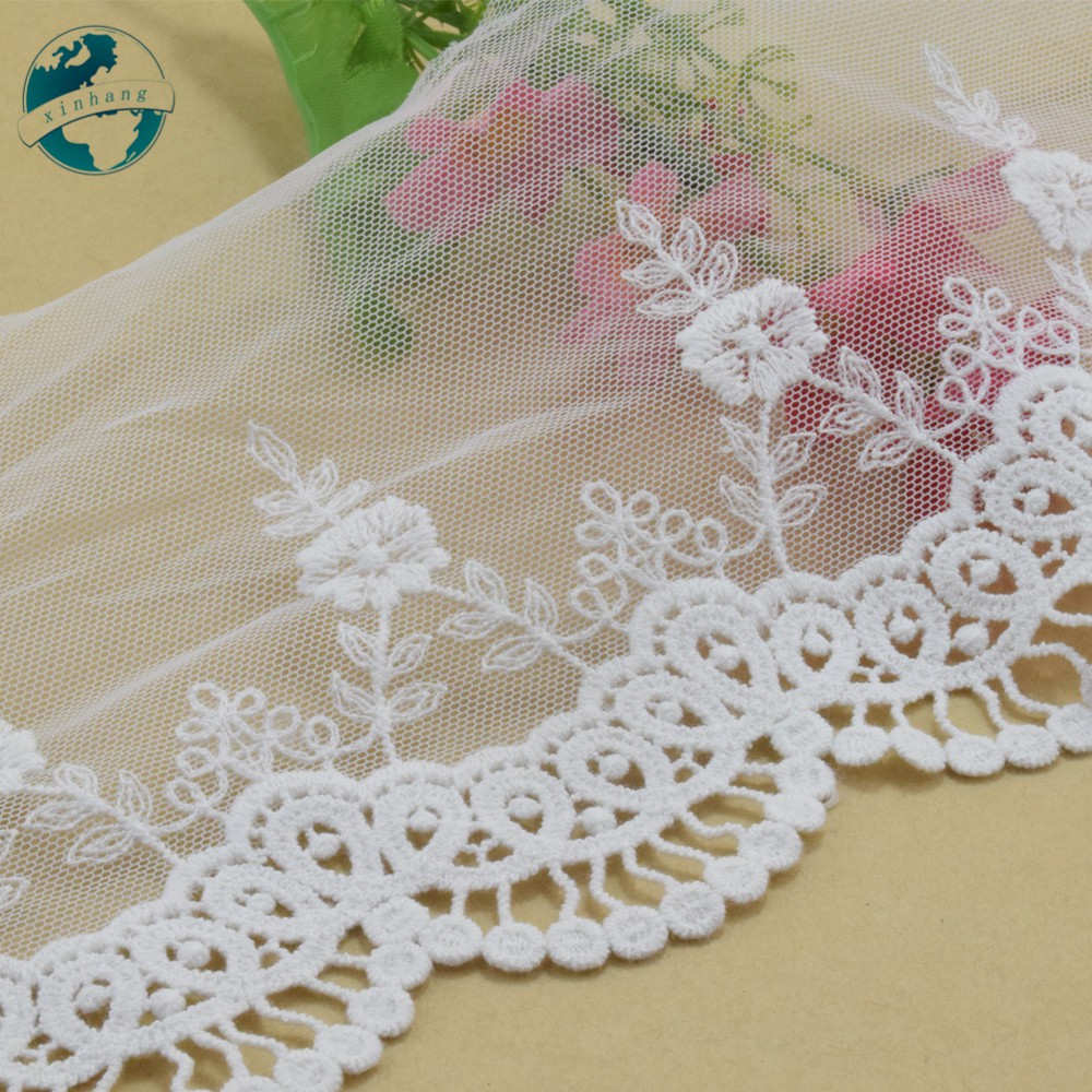 13,5cm rộng cotton thêu ren cạnh ren vải guipure diy trims mini váy ren ruy băng may mặc Phụ kiện 3807