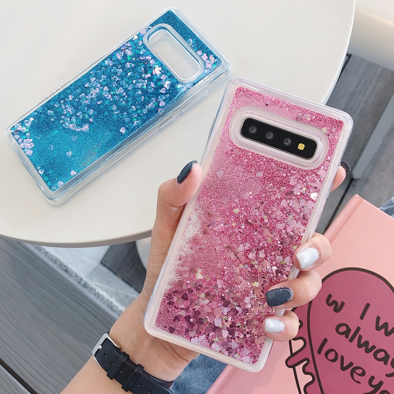 Ốp Điện Thoại TPU Mềm Trong Suốt Phối Kim Tuyến Nước Cho Samsung Galaxy S10 Plus S10E Note 8 J8 A8 Plus 2018