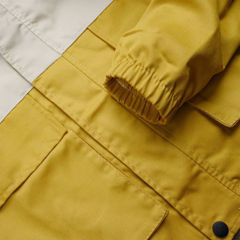 Áo khoác kaki hộp phối màu độc đáo áo khoác có nón ba màu vàng đen và đỏ