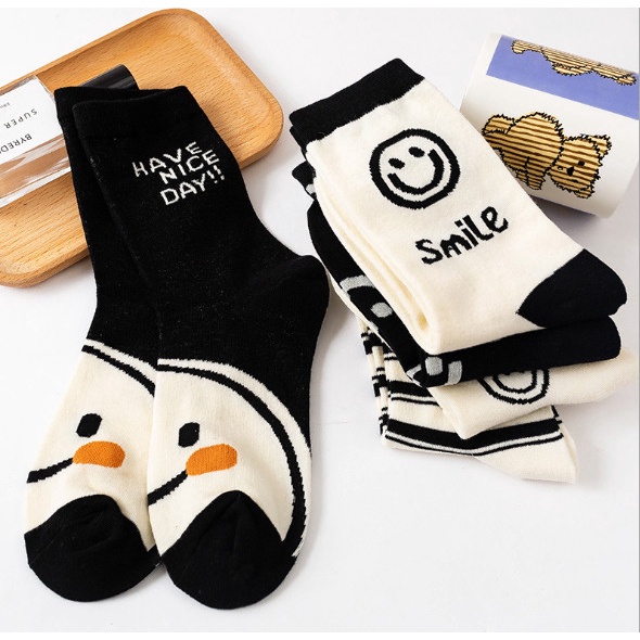 Vớ Tất Mặt Cười cao cổ Nam Nữ siêu dễ thương và xinh xắn