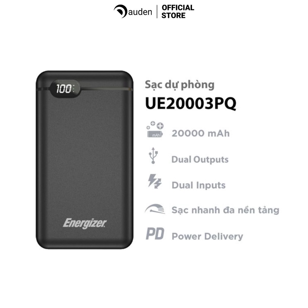Sạc dự phòng Energizer UE20003PQ 20,000mAh/3.7V Li-Polymer - tích hợp Power Delivery
