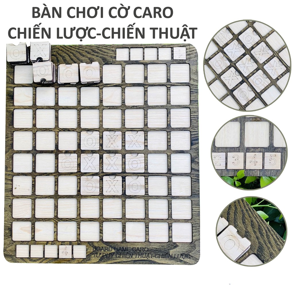 Cờ Caro Chiến Lược Chiến Thuật Bàn Chơi Loại To 64 Quân Cờ Board Game Phiên Bản Màu Gỗ Siêu Đẹp