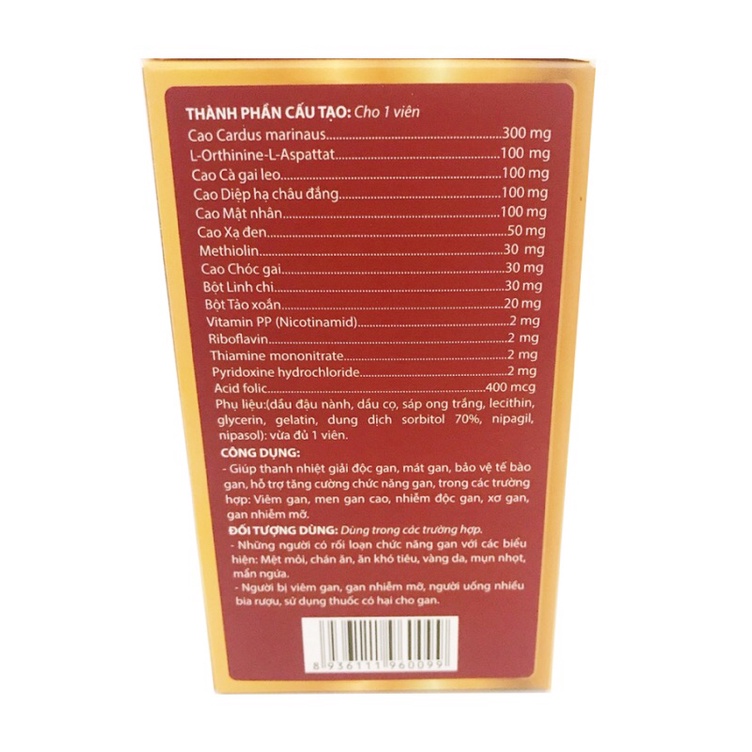 Mát gan. giả độc gan. tăng cường chức năng gan. hạ men gan CARDUS GOLD