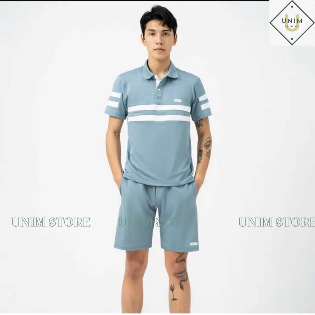 Bộ Quần Áo Hè Nam Cổ Polo Basic Unim Store Vải CVC Spandex Thông Hơi Phối 2 Màu UNIM355