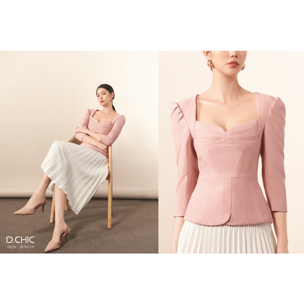 Áo cúp ngực xếp ly nhún vai D.CHIC MS: 160414