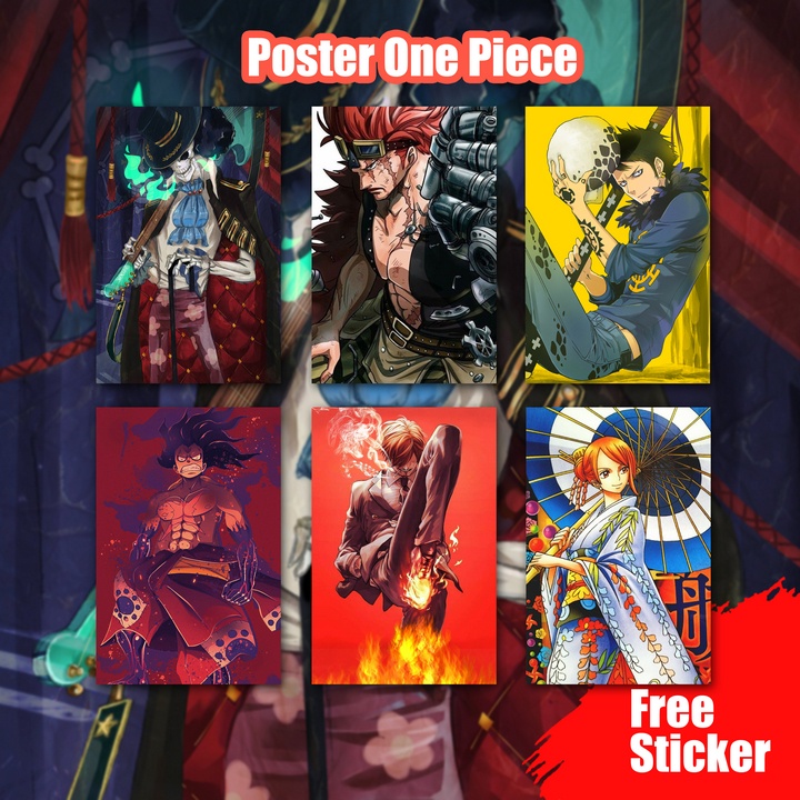 Set Poster Anime One Piece Luffy Zoro Nami Robin Copper Sanji Usop - Poster Dán - TẶNG STICKER