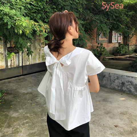 Áo Sơ Mi Dáng Rộng Phối Nơ Sau Lưng Phong Cách Mùa Hè Trẻ Trung Dành Cho Nữ