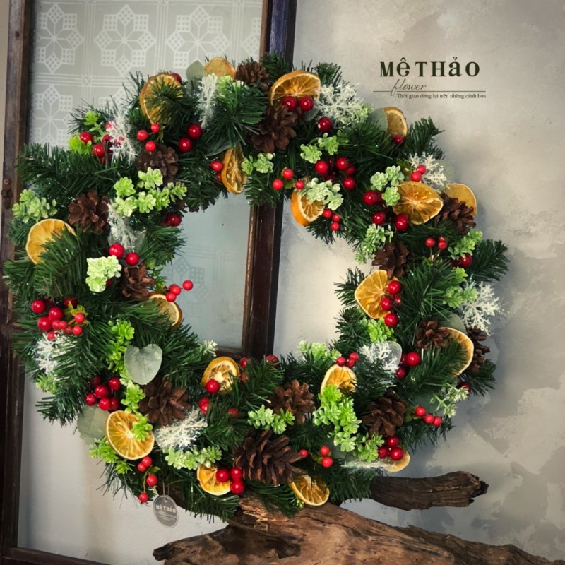 (Giá Tại Xưởng) Vòng Nguyệt Quế Noel Trang Trí Giáng Sinh, Decor Phòng Khách, Shop, Studio của Mê Thảo Flower