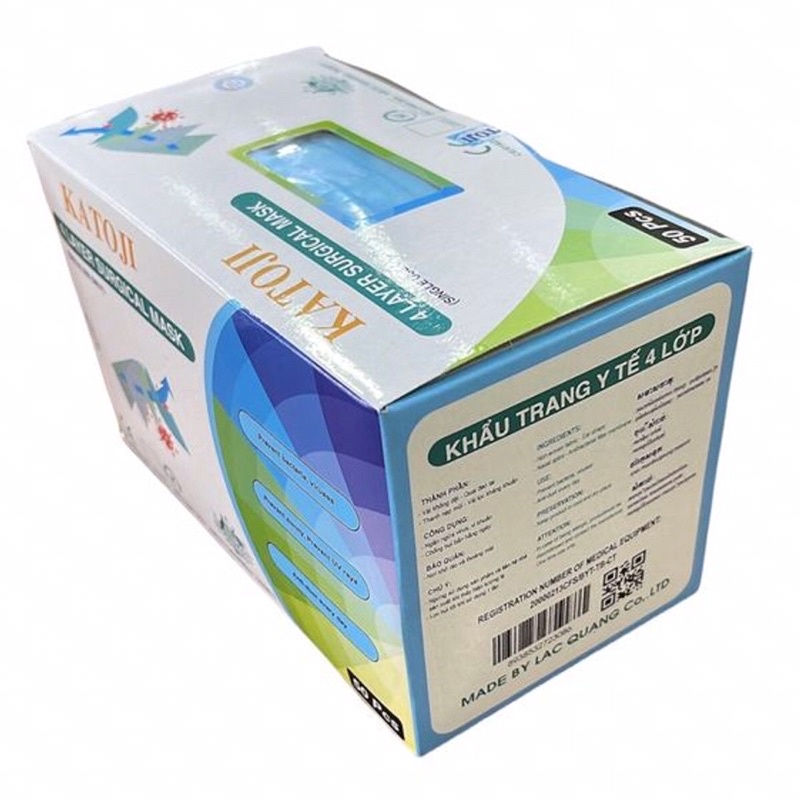 [HỘP] KHẨU TRANG Y TẾ KHÁNG KHUẨN CAO CẤP KATOJI (4 LỚP, HỘP 50 CÁI)