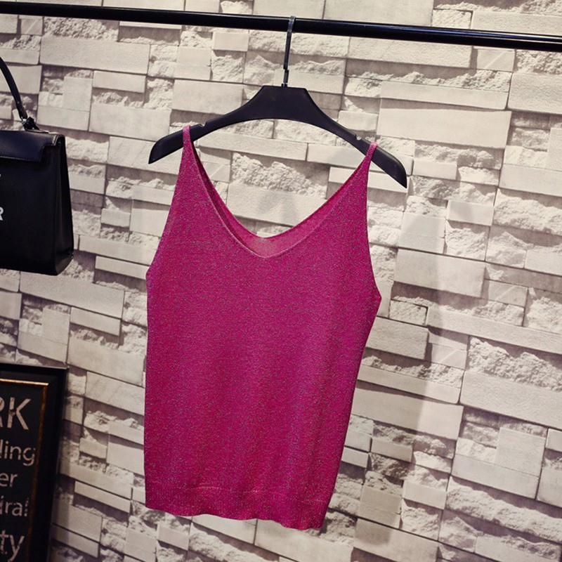 Áo dệt kim không tay cổ chữ V màu trơn cho nữ | BigBuy360 - bigbuy360.vn