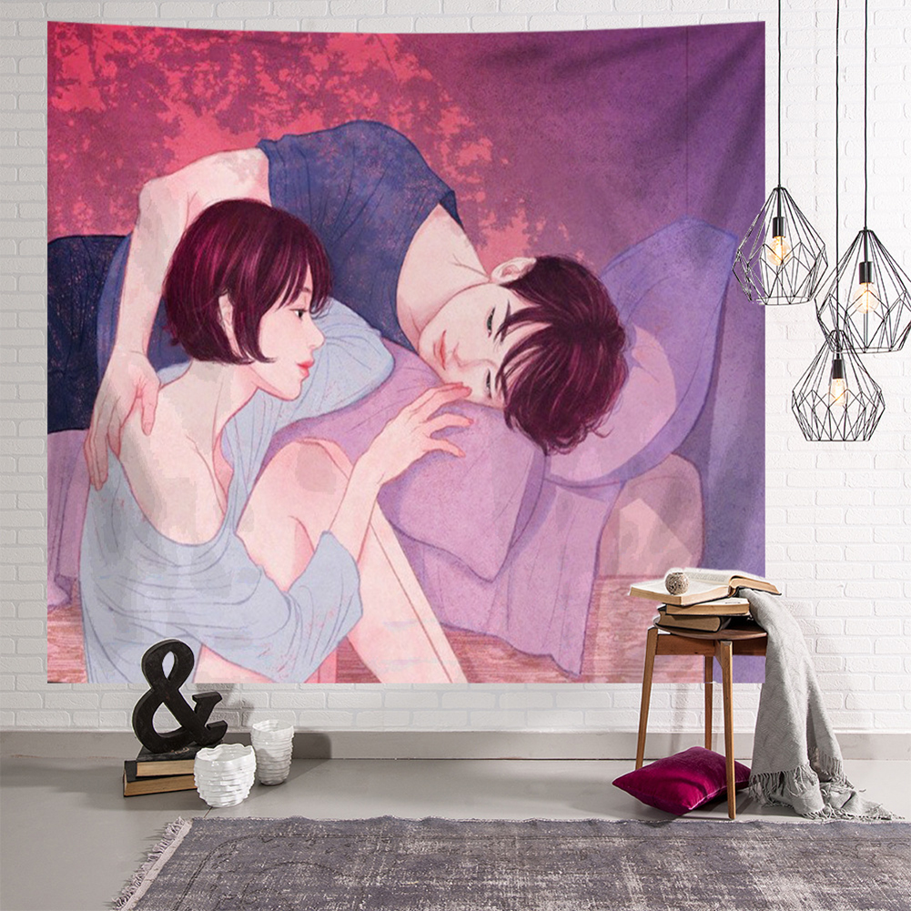 Thảm Treo Tường Trang Trí Nội Thất Hình Cô Gái Độc Đáo