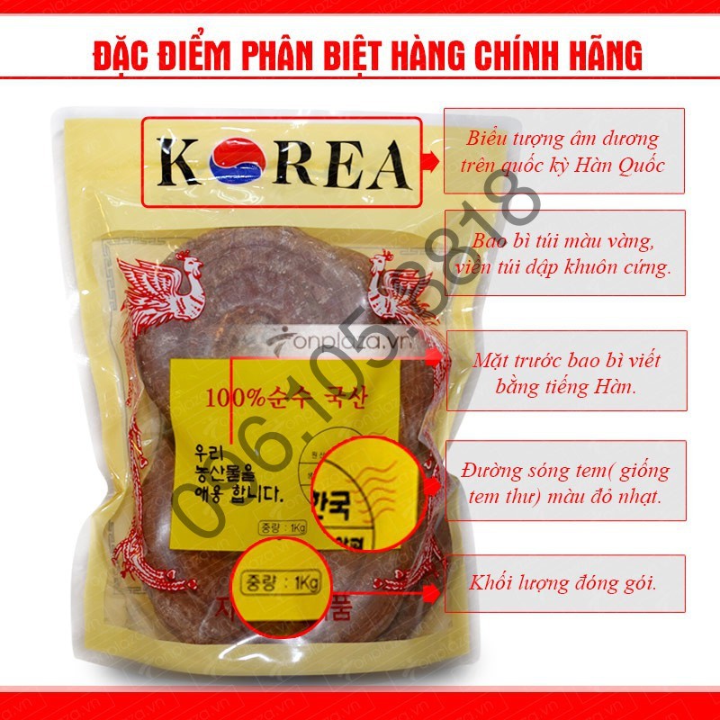 Nấm linh chi tai đỏ 6 năm tuổi Hàn Quốc, Túi 1kg[DUY NHẤT HÔM NAY] [SALE LỚN]
