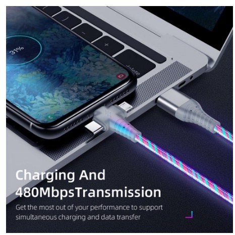 Dây cáp sạc nhanh 2.4a usb type-c 3 trong 1 có đèn led