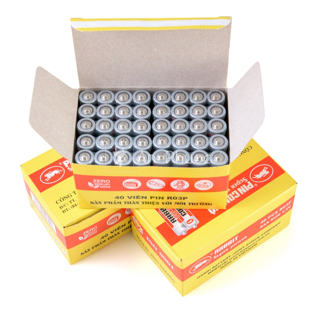 (HÀNG CTY CHÍNH HÃNG) Hộp 40 Viên Pin tiểu AAA pin tiểu Con Thỏ, Habaco Rabbit R03P, Pin Hà Nội