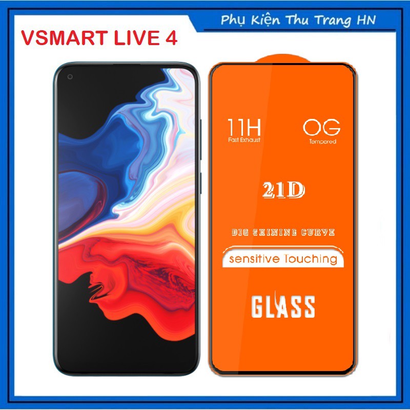 Kính cường Lực Vsmart Live 4 Full Màn viền Đen mỏng tặng phụ kiện dán