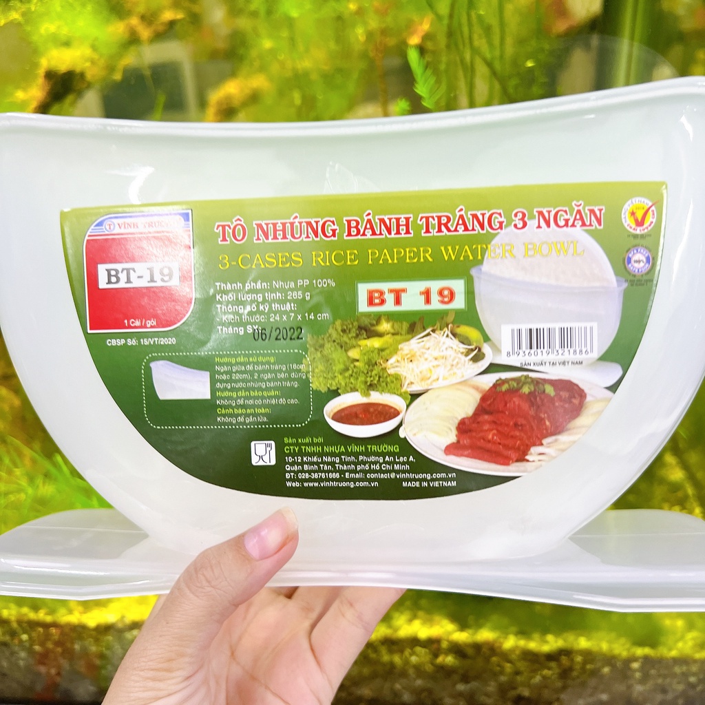 Tô nhúng bánh tráng BT NHỰA Vĩnh Trường CAO CẤP 3 NGĂN - KHAY NHÚNG BÁNH TRÁNG 3 NGĂN