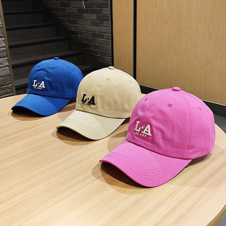 Mũ lưỡi trai mềm thêu chữ ba chiều màu xanh dương phong cách Hàn Quốc cho nữ