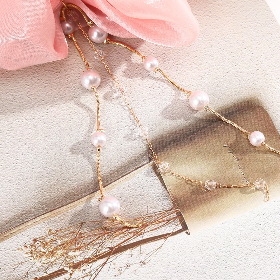 Dây buộc tóc lụa trang trí ngọc trai giả phong cách Hàn Quốc thanh lịch xinh xắn