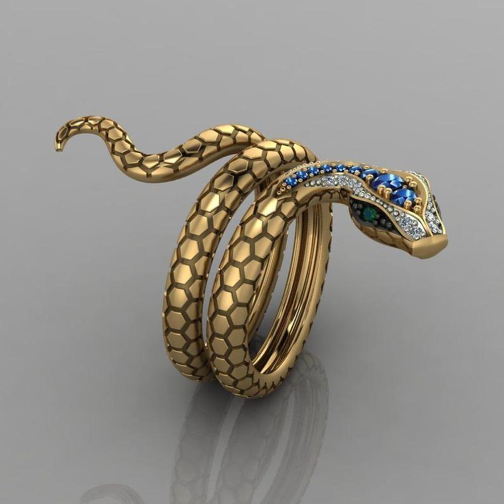 Nhẫn hình rắn đính đá Sapphire Sapphire sáng tạo