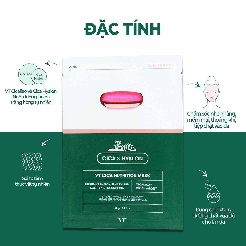 Mặt Nạ Dưỡng Ẩm Trắng Da, Nuôi Dưỡng Và Chăm Sóc Làn Da Săn Chắc, Khoẻ Mạnh VT CICA NUTRITION MASK