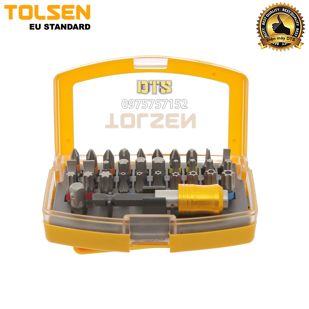 Bộ mũi vít đa năng công nghiệp 38 chi tiết hãng TOLSEN, bộ mũi vặn tua vít chuôi lục giác cho máy khoan điện, khoan pin