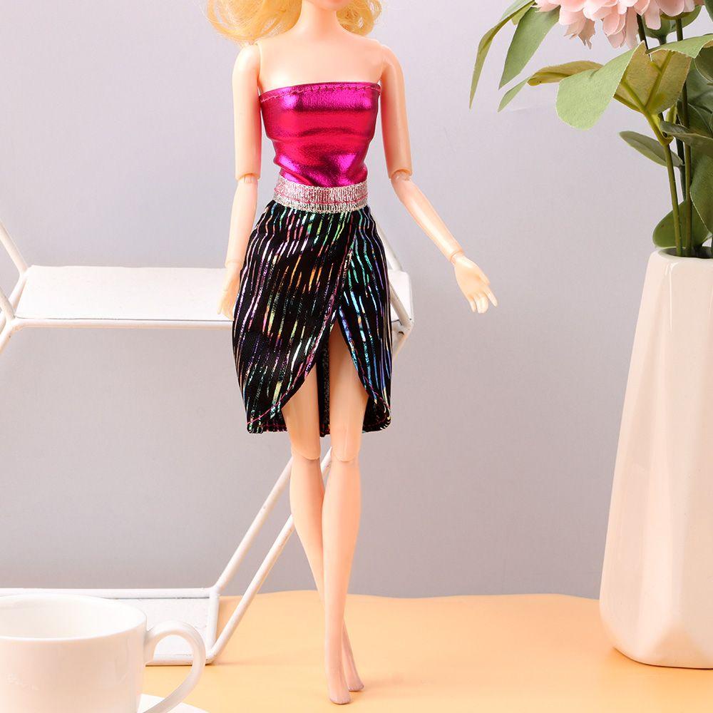 Đầm Đồ Chơi Búp Bê Thời Trang Màu Cầu Vồng 30cm