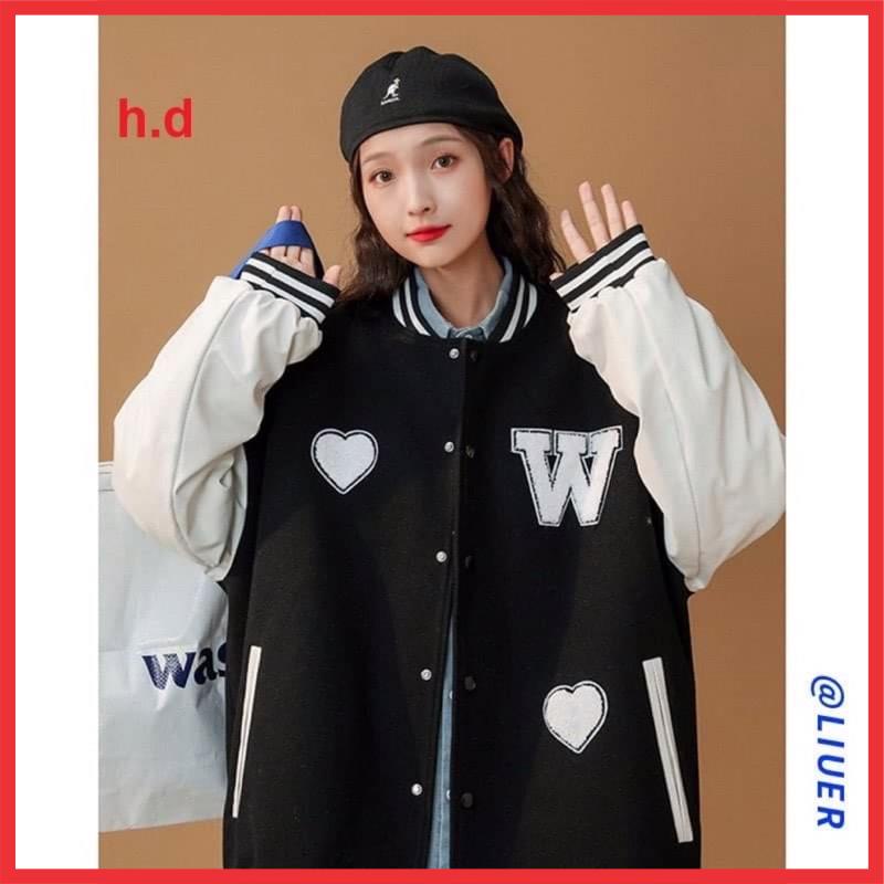 áo gió aoa bomber W trái tim tay trắng giá rẻ nhất thị trường