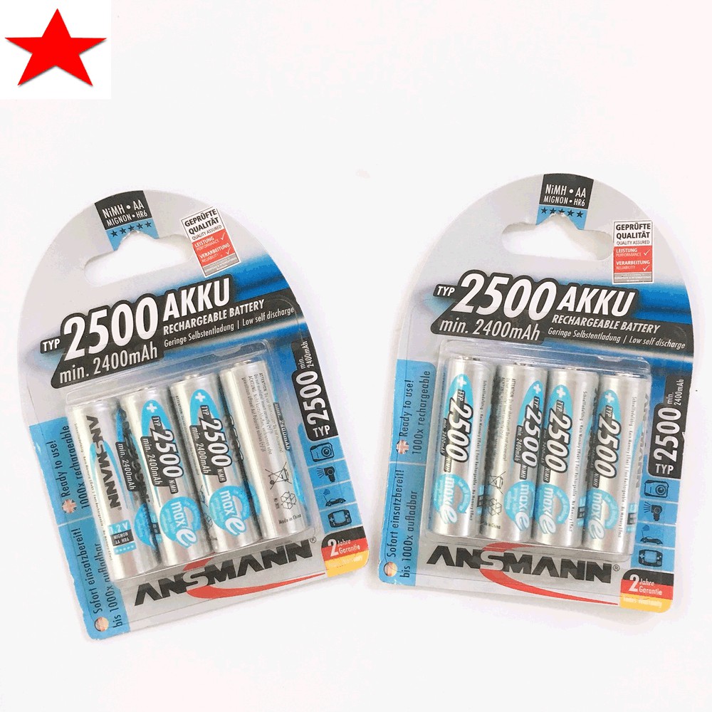 Pin Sạc Ansmann AA 2500mAh, 2100mAh Chính Hãng