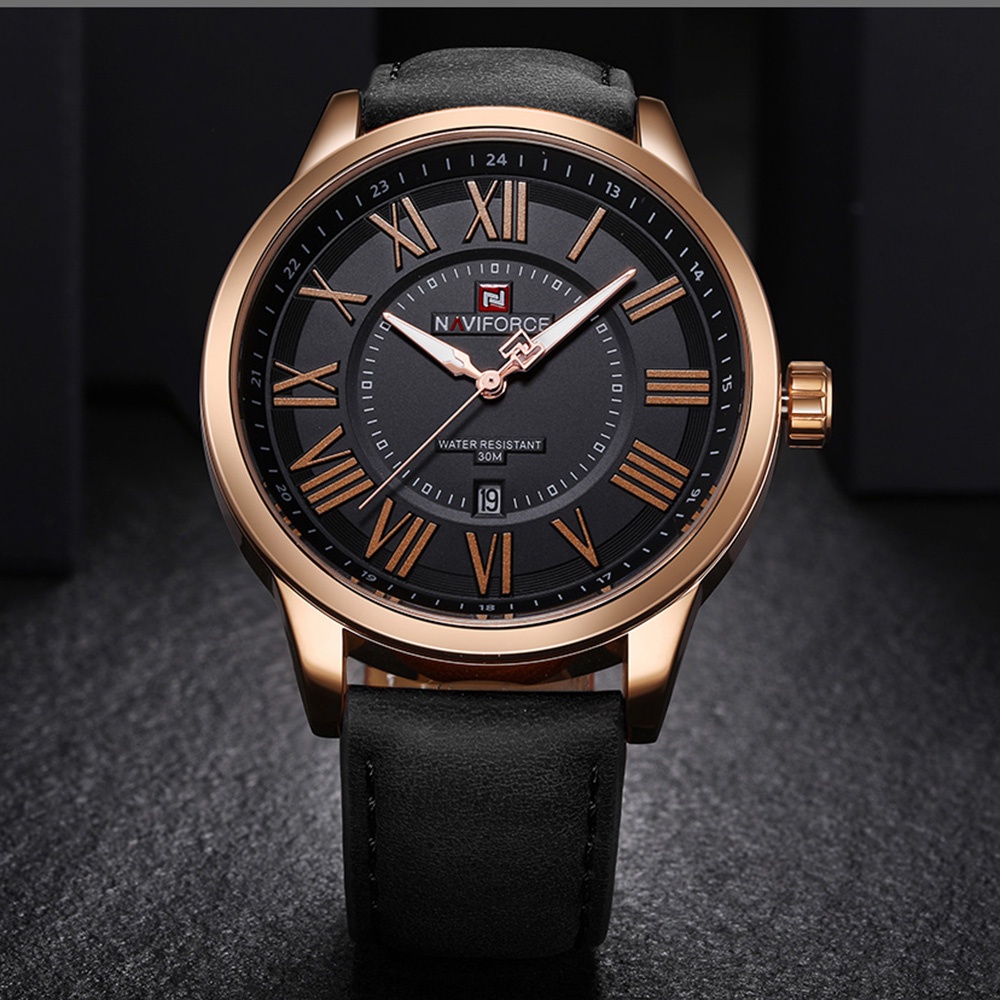Đồng Hồ Quartz NAVIFORCE Chống Thấm Nước Với Dây Đeo Da 9126