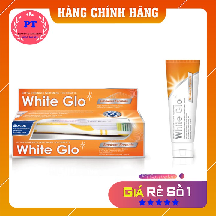[Có Tem Nhãn] Kem đánh răng dành cho người hút thuốc white glo 150G Chính Hãng