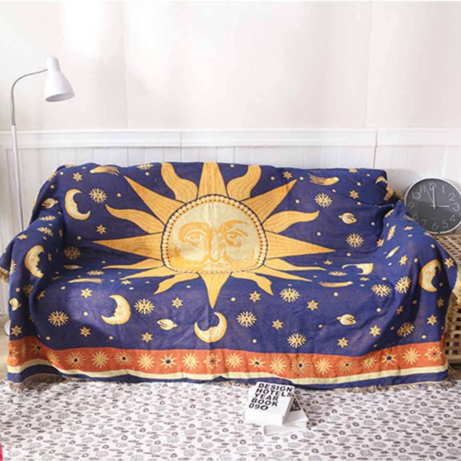 Thảm Trang Trí, Phủ Sofa , Chất Liệu Cotton Dệt 2 Mặt, Mẫu Mã Đa Dạng Vintage, Bôhi