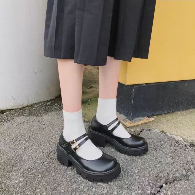 [Sẵn đen bóng 39] Giày búp bê lolita đế răng cưa | BigBuy360 - bigbuy360.vn