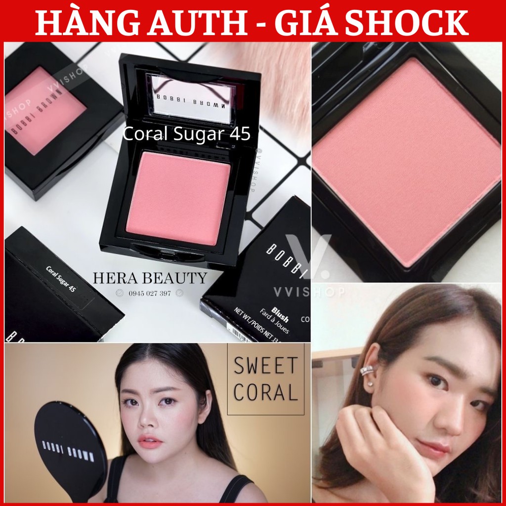 Tem hãng- Phấn Má Hồng Bobbi Brown Blush 3.7gr Màu Nectar11- CoralSugar 45- Clementine