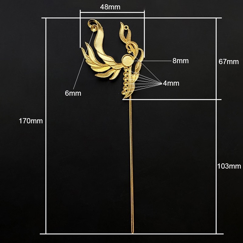 Cán trâm cài tóc họa tiết cánh chim cách điệu phong cách cổ trang dùng búi tóc cosplay cổ phục việt phục có màu KC