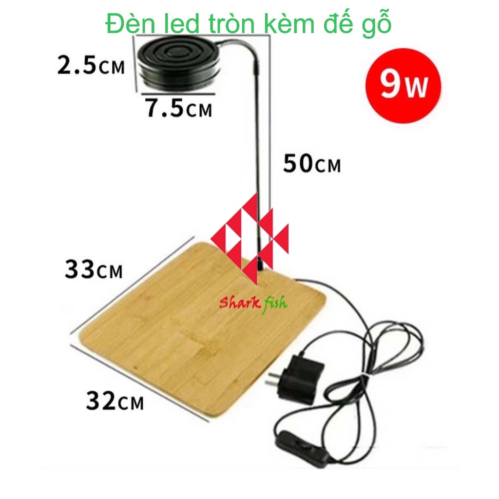 Đèn led hồ cá kèm đế gỗ,đèn cho hồ bán cạn, terrarium, đèn led ÁNH SÁNG TRẮNG chuyên dụng cho hồ cá cảnh