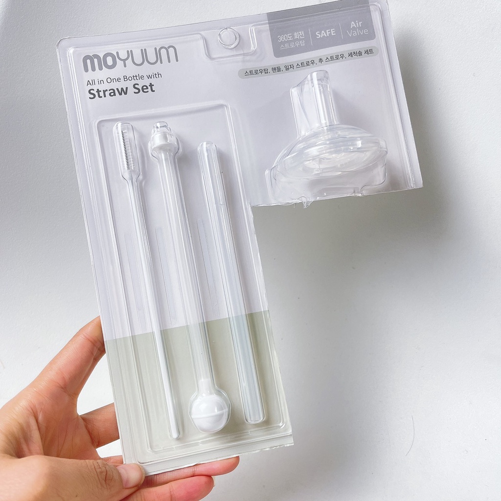 Tách lẻ- Tay cầm và ống hút bình sữa Moyuum chính hãng Hàn Quốc, bộ phụ kiện moyuum Cloud, moyuum vàng