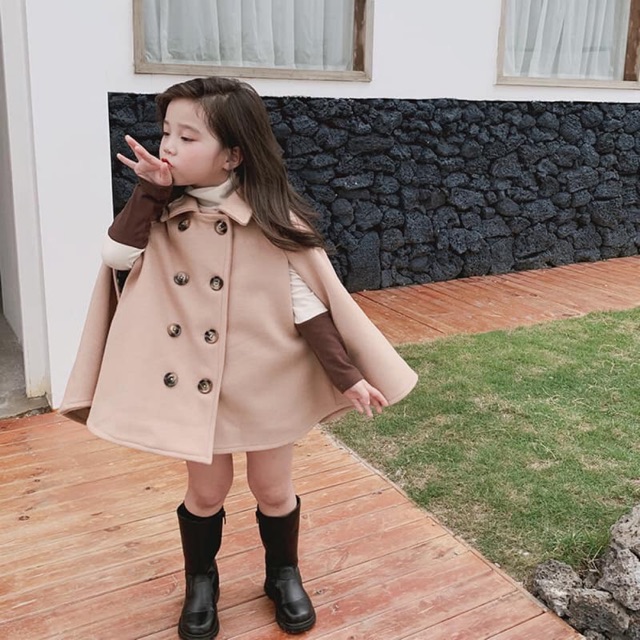 Áo dạ cánh dơi bé gái