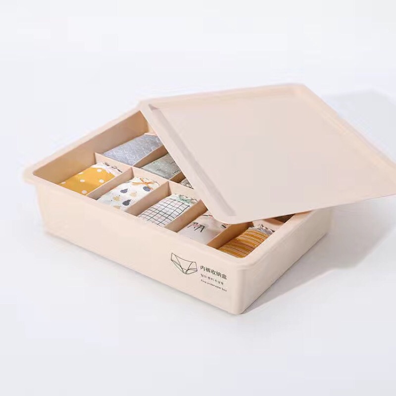 🔥🔥🔥 Hộp chia ngăn đựng tất, vớ, khay đựng áo lót, đồ lót nhiều ngăn bằng nhựa có nắp đậy