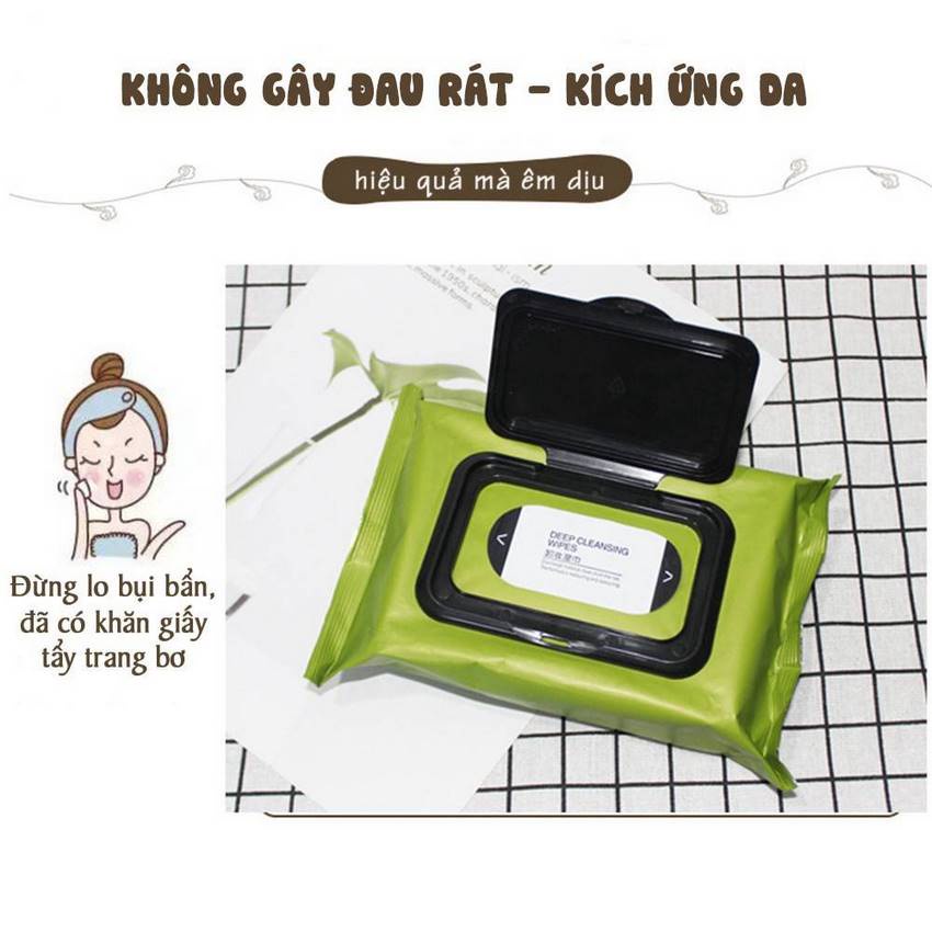Khăn ướt tẩy trang bơ nội địa trung khăn tẩy trang dịu nhẹ 1 gói 60 tờ DANA