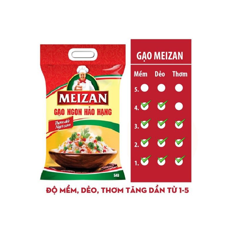 Gạo ngon hảo hạng tám thơm Meizan 5kg