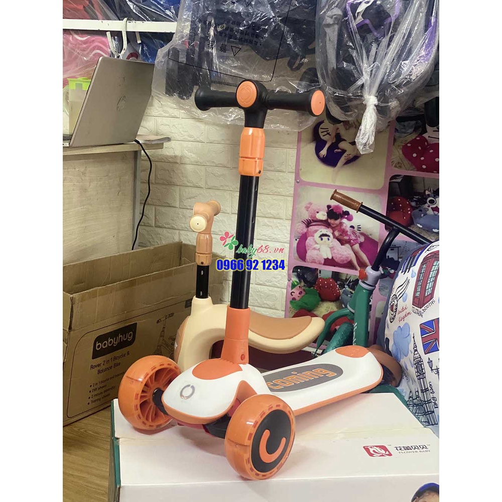 Xe trượt scooter 3 bánh có đèn, Xe chòi chân cho bé 808